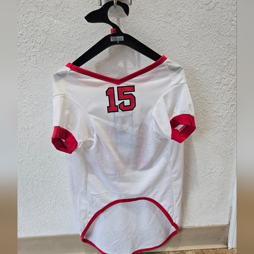 3/$20 Dog Basketball Football Jersey Shirt Large White Red #15 - Picture 2 of 4